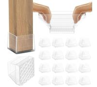 16 protezioni quadrate antiscivolo per gambe delle sedie, antiscivolo, in silicone, per mobili, (trasparente, quadrate, 2,2-2,9 cm)