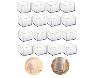16 protezioni quadrate da 25 x 25 mm, in silicone, per gambe della sedia, coprigambe per sgabello per prevenire graffi sul pavimento in legno e ridurre il rumore
