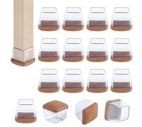 16 protezioni quadrate in silicone trasparente per gambe di sedia, protezione senza graffi, nessun rumore (2,5 cm)