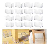 16 protezioni rettangolari 20 x 30 mm, in silicone, per gambe della sedia, gambe della sedia, tappi per gambe per sgabello per prevenire graffi sul pavimento in legno e ridurre il rumore