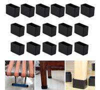 16 protezioni rettangolari in silicone per gambe delle sedie, 15 x 30 mm, tappi neri per gambe delle sedie, protezioni per piedi per mobili, tappi per gambe dello sgabello per prevenire graffi sul
