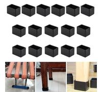 16 protezioni rettangolari in silicone per gambe di sedie, 25 x 38 mm, tappi neri per gambe delle sedie, protezioni per piedi per mobili, tappi per gambe dello sgabello per prevenire graffi sul