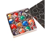 16 pz/set mini biliardo portachiavi a forma di biliardo colorato assortiti biliardo piscina piccole decorazioni palla appeso portachiavi