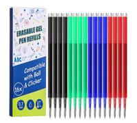 16 Ricariche Cancellabili 0,7 mm Compatibili Con Pilot Frixion, 4 Colori | per FrixionBall&Clicker e Eberhard Faber, Ricariche Colorate con Inchiostro Cancellabile, Scrittura Fluida, Lunghezza 400m