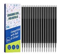16 Ricariche Cancellabili 0,7 mm Compatibili Con Pilot Frixion, Nero | per FrixionBall&Clicker e Eberhard Faber, Ricariche con Inchiostro Cancellabile, Scrittura Fluida, Lunghezza 400m