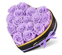 16 Rosa Stabilizzata Vera in Forma Cuore,Rosa Eterna Regalo per Lei Donna Fidanzata Mamma Ragazza,Fiori Stabilizzati Regali San Valentino,Compleanno,Festa della Mamma,Anniversario(Rosa Viola)