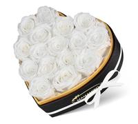 16 Rosa Stabilizzata Vera in Forma Cuore,Rosa Eterna Regalo per Lei Donna Fidanzata Mamma Ragazza,Fiori Stabilizzati Regali San Valentino,Compleanno,Festa Della Mamma,Anniversario(Rosa Bianca)
