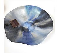 16 " Royal,Cobalto Blu + Scuro Forgiato Argento Folio Centrotavola Vetro Ciotola