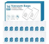 16 sacchetti per aspirapolvere Miele Hyclean Gn [Classic C1 Complete C2 Complete C3, S2 S4 S5 S6 S8] con 5 motori e 5 filtri di scarico, sostituisce 9917730 12281680