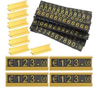 16 Set Espositore Prezzi Regolabile, Lega di Alluminio | Prezzi per Vetrina, Cubi Numerici e Lettere, Finitura Oro, per Boutique e Vetrine