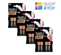 16 Simply By Duracell AA Batterie Alcaline LR6 MN1500 Stilo 1.5V 4Pz 2026 NUOVO