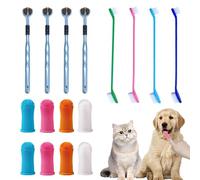 16 spazzolini dentifici per cani, 4 testine triple, dentifrici per cani+8 dita dentifrici+4 dentifrici a doppio cubo per la pulizia dei denti, anti-placca