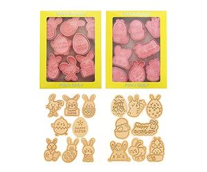 16 stampi per torte a mano con uova Pasqua coniglio, stampi per biscotti, stampo per pressa per impasto, strumento per cottura fondente, per stampi per torte a mano per le vacanze