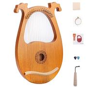 16 Steel String String Wood Mahogany Lyre Harp, Bridge In Acero Con Chiave Di Tuning, Modelli Unici, Simboli Fonetici Intagliati, Con Chiave Di Tunning, Stringhe Di Estrazione (Color : Natural)