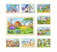 16 Stili Puzzle in legno piatto da 30 pezzi con animali e dinosauri, giocattolo educativo per bambini da 3 a 6 anni, ultra sottile spazio,trasporto,Babbo Natale,azienda agricola,sirena,Il mondo dei di