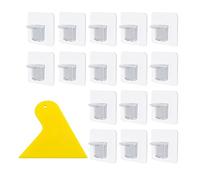 16 supporti per scaffali senza punzonatura, con 1 raschietto in plastica, supporto per il fissaggio in laminato, gancio adesivo trasparente ispessito, per armadi, librerie