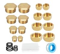 16 tappi ciechi per tubo dell'acqua filettatura interna ed esterna per giardino e 1/8 1/4 3/8 1/2 3/4 pollici tappo filettato in ottone, guarnizione rubinetto per tubo dell'acqua da giardino