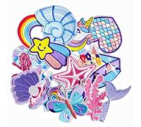 16 toppe da ricamare con pony arcobaleno, coda di sirena, termoadesive, per magliette, zaini, borse, cappelli, decorazioni