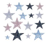 16 Toppe In Tessuto Con Stella A Cinque Punte, Toppe In Tessuto Glitterato, Toppe In Tessuto Per Decorazione Di Abbigliamento, Toppe In Tessuto Con Strass, Toppe Per Riparazione Di Abbigliamento