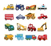 16 toppe termoadesive per veicoli da costruzione, per abbigliamento per bambini, tema traffico, toppe da stirare per applicazioni fai da te, senza cuciture, toppa termoadesiva per vestiti, giacche
