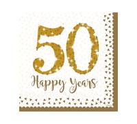 16 tovaglioli Gold Anniversaries 33 x 33 cm