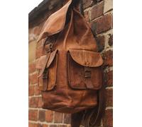 16 " Uomo Donna Vera Pelle Grande Zaino Laptop Borsa per la Scuola