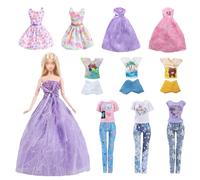 16 vestiti per bambole da 29 cm, compatibili con Barbie, confezione alla moda, 10 accessori inclusi 2 abiti da sera, 2 abiti, 3 set di abbigliamento quotidiano 3 set di abbigliamento estivo leggero