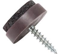 ® / 16 X Feltrini Con Vite / Marrone / Ø 20 Mm / Tondi / Scivoli in Plastica Con