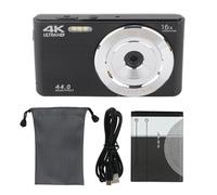 16 x fotocamera digitale con zoom 44 MP 4 K HD, con luce di riempimento, facile da usare, fotocamera di prova per fotografia, dati, agitare dati (nero)