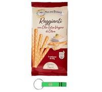 16 x Mulino Bianco Raggianti - Grissini tipo 0 con olio d'oliva extra vergine - croccante e sapore pieno - Snack Breadsticks Confezione da 230 g + Portachiavi Beni Culinari