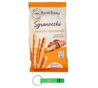 16 x Mulino Bianco Sgranocchi - Grissini tipo 0 con 8 cereali e sesamo - croccante e pieno sapore - Snack Breadsticks Confezione da 210 g + Portachiavi Beni Culinari