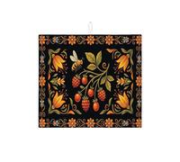 16 x tappetini per piatti floreali neri per bancone della cucina classico giallo assorbente scolapiatti tampone di asciugatura in microfibra rustica per bar da caffè