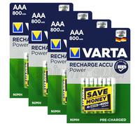 16 X Varta AAA 800mAh Batterie Ricaricabili Ni-MH 1.2V HR03 Micro 56703 Accu
