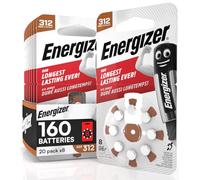 160 Batterie Acustiche Energizer per Apparecchi Acustici Auricolari Misura 312 Marrone Senza Mercurio - 20 Confezioni da 8 Pile