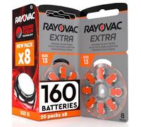 160 Batterie per apparecchi acustici Rayovac Extra 13. - 20 lampadine da 8 batterie