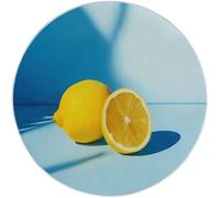 160 cm Tappeto Rotondo Giallo Blu Lavatrice Antiscivolo Tappeto per il Pavimento Fotografia Frutta Limone Low Pile Tappeti per Camera da letto Soggiorno Accento Cucina Indoor