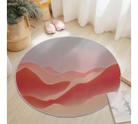 160 cm Tappeto Rotondo Rosa Pesca Beige Lavatrice Antiscivolo Tappeto per il Pavimento Minimalismo Colline Astratto Linee Low Pile Tappeti per Camera da letto Soggiorno Accento Cucina Indoor