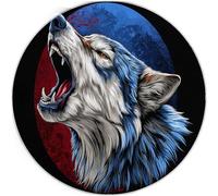 160 cm Tappeto Salotto Pelo Corto Cucina Antiscivolo Lavabile Rotondo, Colore per Camera da Letto Morbido Tappetos Stampato Minimalismo Luna Animali Testa Di Lupo, per Camera dei Bambini