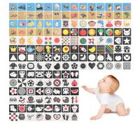160 Immagini Carta Stimolazione Visiva a Doppia Faccia, 12x12cm Carte Sensoriali Neonati in Bianco e Nero Impermeabili, Flash Cards ad Alto Contrasto Educative per Bambini 0-36 Mesi