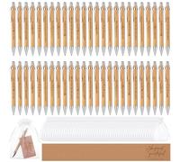160 penne a sfera motivazionali in bambù con scritta in inglese "Thank You", con sacchetti di organza, biglietti di ringraziamento, incoraggianti, per insegnanti, regali di ringraziamento