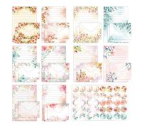 160 pezzi di carta da lettere floreale con busta, 50 A5 a righe e 50 buste, acquerello, per bambini, ragazze, carta decorativa floreale con 60 adesivi per inviti di nozze (10 colori)