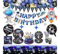 160 Pezzi di Forniture per Feste Nello Spazio Esterno - Forniture per Feste Del Sistema Solare Palloncino, Striscione di Compleanno Astronauta, Piatti, Decorazioni Feste per Bambini, per 20 Ospiti