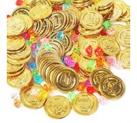 160 Pezzi Monete d'oro Pirata, 160 Pezzi Gemme di Diamanti, Tesoro dei Pirati, Monete di Tesoro, Caccia al Tesoro dei Pirati Gioielli per Compleanno Bomboniere Forniture Decorazioni, Caccia al Tesoro
