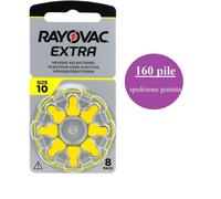 160 pile batterie per apparecchi acustici RAYOVAC EXTRA 10 gialle PR70 2 scatole