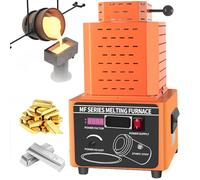 1600 °C/2902 ℉ Intermediate Frequency Gold Melting Furnace, With 1/2/3KG Graphite Crucible, Fast Melting Gold and Silver Copper Iron Aluminium,Water Circulation Crucible Oven Efficiency,Orange-1kg
