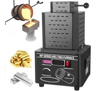 1600 °C/2902 ℉ Intermediate Frequency Gold Melting Furnace, With 1/2/3KG Graphite Crucible, Fast Melting Gold and Silver Copper Iron Aluminium,Water Circulation Crucible Oven Efficiency Black-2kg