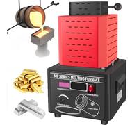 1600 °C/2902 ℉ Intermediate Frequency Gold Melting Furnace, With 1/2/3KG Graphite Crucible, Fast Melting Gold and Silver Copper Iron Aluminium,Water Circulation Crucible Oven Efficiency,Red-3kg