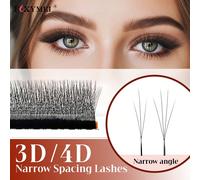 1600 Fans Nuove ciglie finte a forma di W 4D, riccio C/D, a forma di V, con scintille a forma di quadrifoglio, lunghezza 8-15mm, piccole e soffici, naturali, capelli dritti, punte morbide, leggere e n