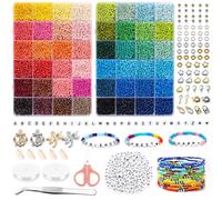 16000+ pezzi perline per braccialetti, set di perlin colorate 3 mm per infilare, 300 perline di lettere, con cordoncini elastici e forbici per bambini adulti compleanni di Natale