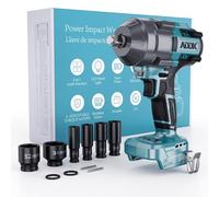 1600Nm - Chiave a urto senza fili, avvitatore elettrico con due 4,0 Ah batteria, 5 prese a urto, avvitatore a urto 1/2' Brushless, avvitatore a urto elettrico 21 V (A4-1600Nm)